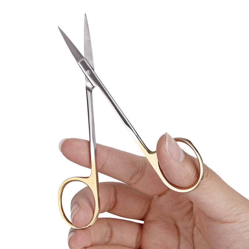 Medical Scissors - ステンレス鋼の医療外科用はさみ、直線または湾曲した先端、金メッキのハンドル、動物の獣医のヘアカット、歯科